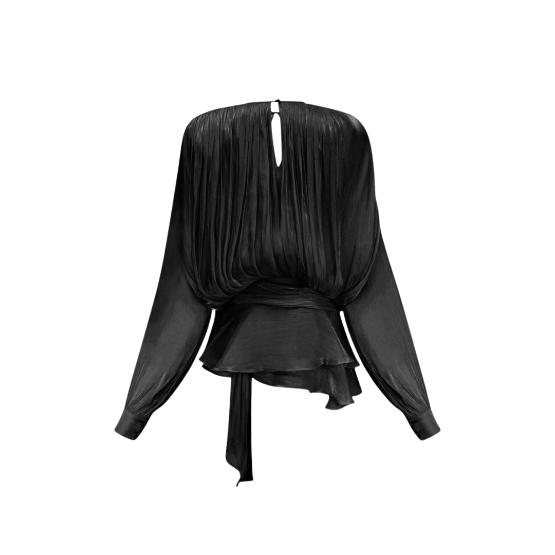 Alaia Elegance – Fließendes Kleid mit langen Ärmeln