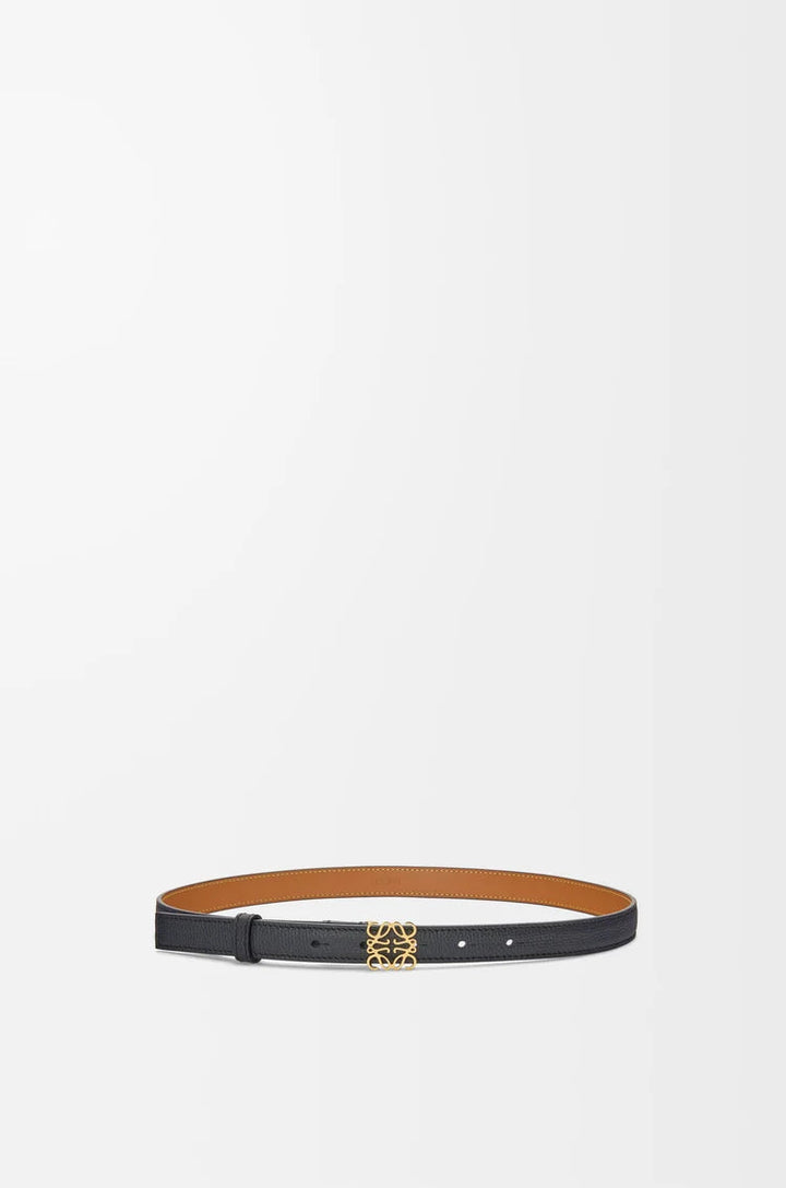 Schmaler Gürtel Damen | Schwarz & Braun mit goldener Logo-Schnalle