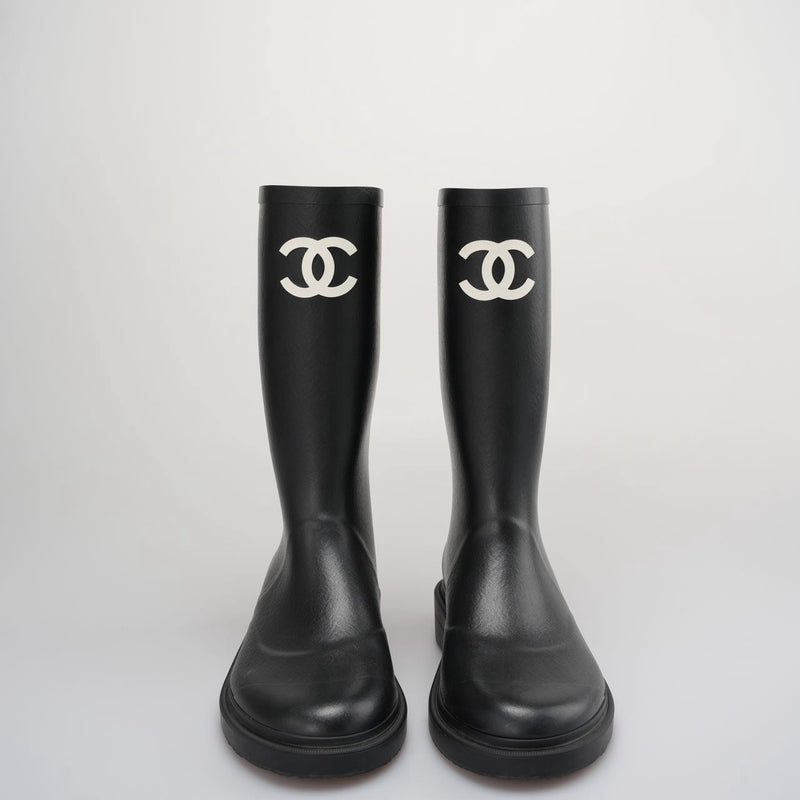 Kniehohe Stiefel Damen | Elegante Regenstiefel in Schwarz