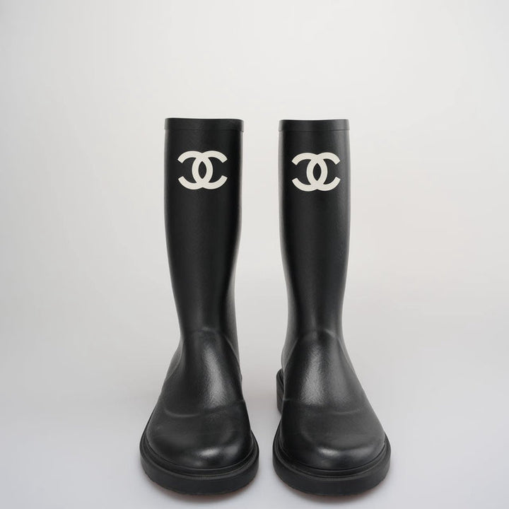 Kniehohe Stiefel Damen | Elegante Regenstiefel in Schwarz