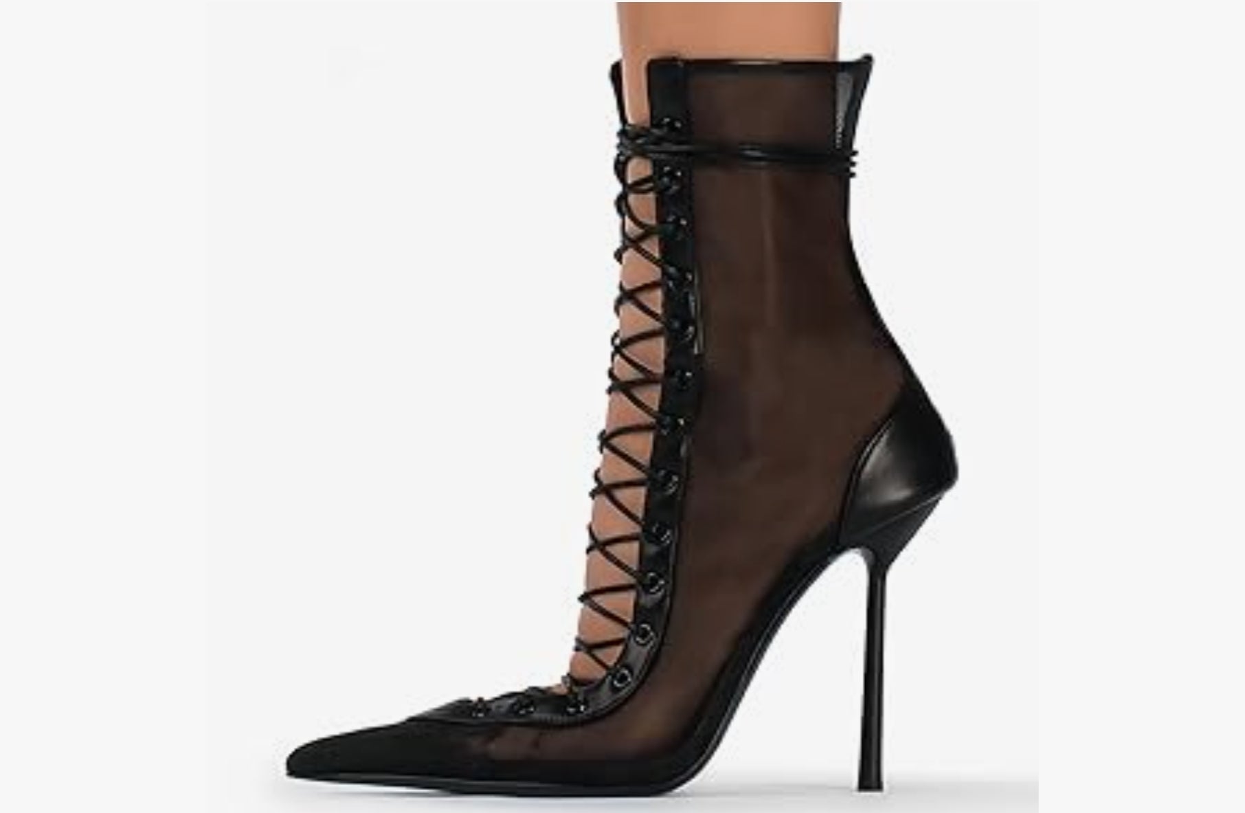 Kniehohe Stiefel Damen | Sexy Mesh-Stiefel mit Schnürung