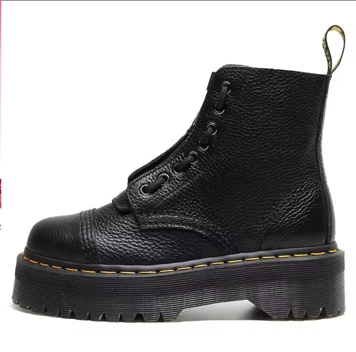 Motorradstiefeletten Damen | Schwarze Boots mit Plateausohle