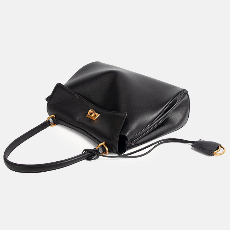Elegante Handtasche Damen | Schwarz mit goldener Schnalle