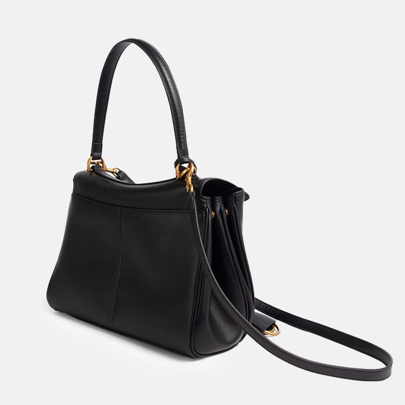 Elegante Handtasche Damen | Schwarz mit goldener Schnalle