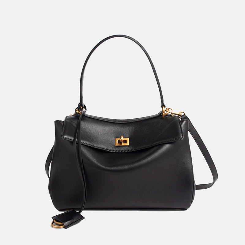 Elegante Handtasche Damen | Schwarz mit goldener Schnalle