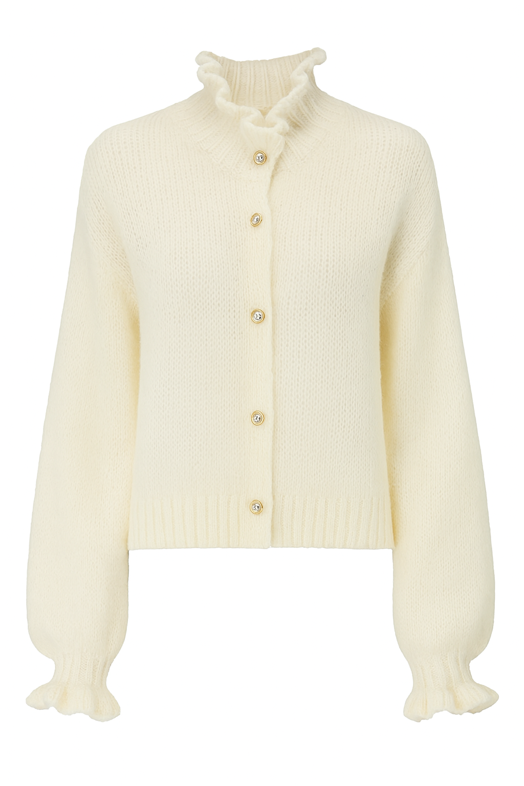 Ruffle Pearl Knit Cardigan | Cardigan mit Perlenknöpfen