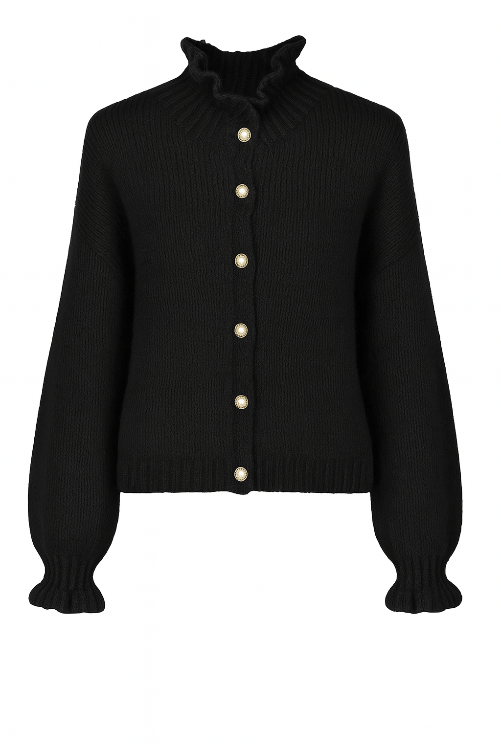 Ruffle Pearl Knit Cardigan | Cardigan mit Perlenknöpfen