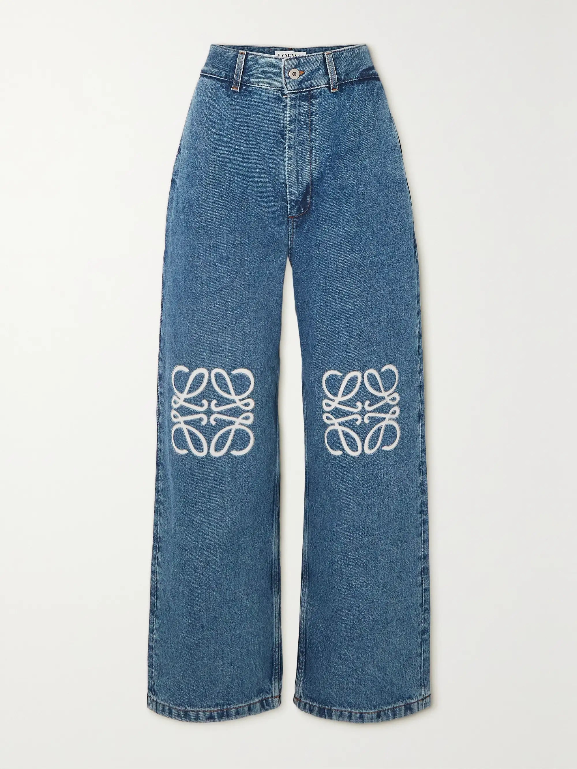 Weite Jeans Damen | High-Waist Denim mit Logo-Stickerei