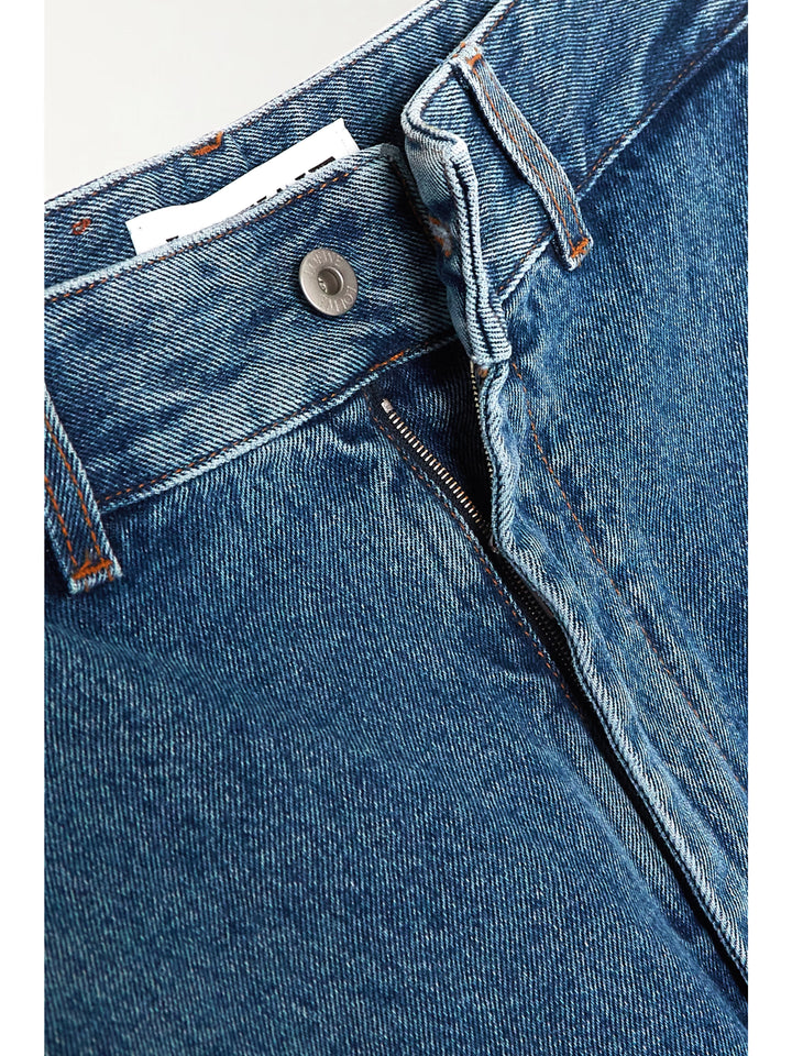 Weite Jeans Damen | High-Waist Denim mit Logo-Stickerei